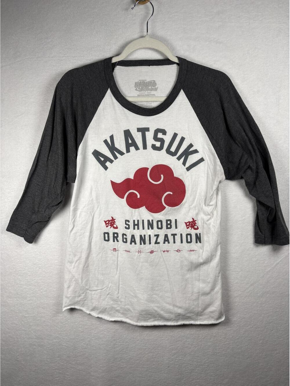 Naruto Shippuden Akatsuki Shinobi Org Ripple Junction Raglan Baseball Tee Sz M